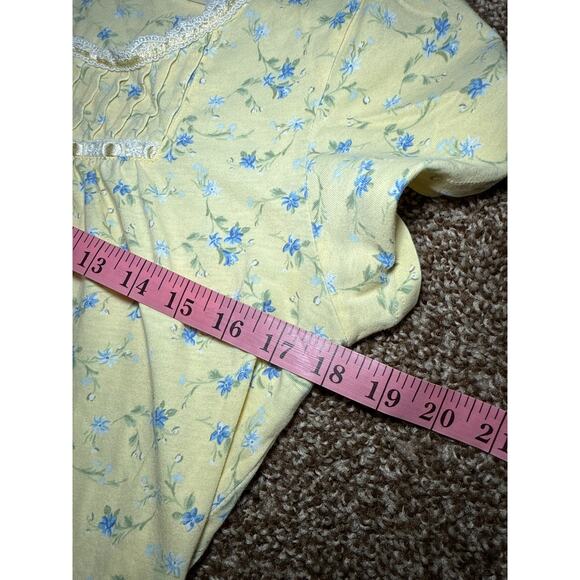 Adonna yellow floral moomoo night gown womens small sleepwear cozy evening - Picture 6 of 8